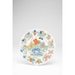 A CHINESE FAMILLE VERTE PLATEKANGXI 1662-1722Brightly enamelled with large peony blossoms and a