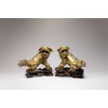 A PAIR OF MASSIVE PAIR OF CHINESE BRONZE 'LION DOG' INCENSE BURNERSLATE QING DYNASTYEach standing