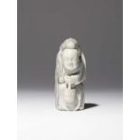 A CHINESE CHICKEN-BONE JADE CARVING OF ZHOU YANZI18TH CENTURYThe boy carved standing holding a