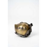 A CHINESE SILVER PARCEL-GILT PEACH-SHAPED WATER DROPPER QING DYNASTY OR LATERNaturalistically cast