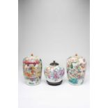 A PAIR OF CHINESE FAMILLE ROSE 'BOYS' VASES AND COVERS 19TH CENTURYBrightly enamelled with many boys