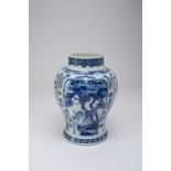 A CHINESE BLUE AND WHITE BALUSTER VASEKANGXI 1662-1722Painted with panels containing deer and cranes