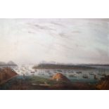 CHINESE SCHOOL, OIL ON CANVASC.1830Depicting Whampoa Reach seen from Dane's Island with American,
