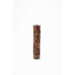 A CHINESE BAMBOO 'RED CLIFF' PERFUMIERQING DYNASTYThe cylindrical body reticulated and carved in