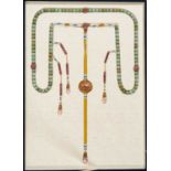 A CHINESE JADEITE CEREMONIAL COURT NECKLACE, CHAOZHUQING DYNASTY OR LATERFormed from four sections