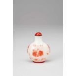A CHINESE RED OVERLAY GLASS YANGZHOU SCHOOL SNUFF BOTTLEDATED 1822Attributed to Li Junting, with