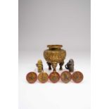 VARIOUS TIBETAN ITEMS18TH CENTURY AND LATER Comprising: five Tibetan circular moulded and painted