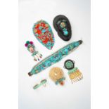SEVEN CHINESE KINGFISHER FEATHER ORNAMENTSQING DYNASTYVariously decorated with flowers, birds and