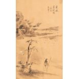ATTRIBUTED TO WANG HUI LANDSCAPE WITH SCHOLARSEight Chinese paintings of album leaves, ink on paper,
