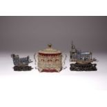 TWO CHINESE SILVER FILIGREE AND ENAMEL PLEASURE BOATS19TH CENTURYEach raised on a wood stand