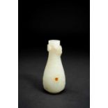 A SMALL CHINESE PALE CELADON JADE VASEQING DYNASTY OR LATERThe slender pear-shaped body carved
