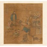 AFTER DING YUNPENG (19TH CENTURY)IMMORTALSTwo Chinese painted album leaves, both ink and colour on