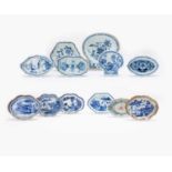 A SMALL COLLECTION OF CHINESE EXPORT WARES18TH CENTURYComprising: nine spoon trays, two shell-shaped