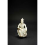 A CHINESE PALE CELADON JADE CARVING OF A BODHISATTVAPROBABLY MING DYNASTYSeated in lalitasana and