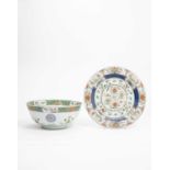 A LARGE CHINESE FAMILLE VERTE BOWL AND A DISHKANGXI 1662-1722The bowl painted with lotus to the