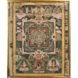 A TIBETAN THANGKA PAINTED ON SILK17TH/18TH CENTURYThe centre depicts the mandala, a geometric