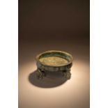 A RARE KHORASSAN ENGRAVED BRONZE CIRCULAR TRAY12TH/13TH CENTURYThe shallow dish has a flared rim and