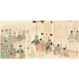 YOSHU / TOYOHARA CHIKANOBU (1838-1912) MEIJI ERA, C.1897 Two Japanese woodblock print triptychs, the