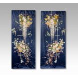 A PAIR OF LARGE AND IMPRESSIVE JAPANESE EMBROIDERED SILK WALL HANGINGSMEIJI ERA, 19TH/20TH