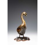 A MASSIVE JAPANESE BRONZE TOKYO SCHOOL OKIMONO OF A GOOSE BY MASATSUNE MEIJI ERA, LATE 19TH