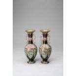 A PAIR OF JAPANESE CLOISONNE VASES MEIJI ERA, 19TH/20TH CENTURY Each with a tall baluster body