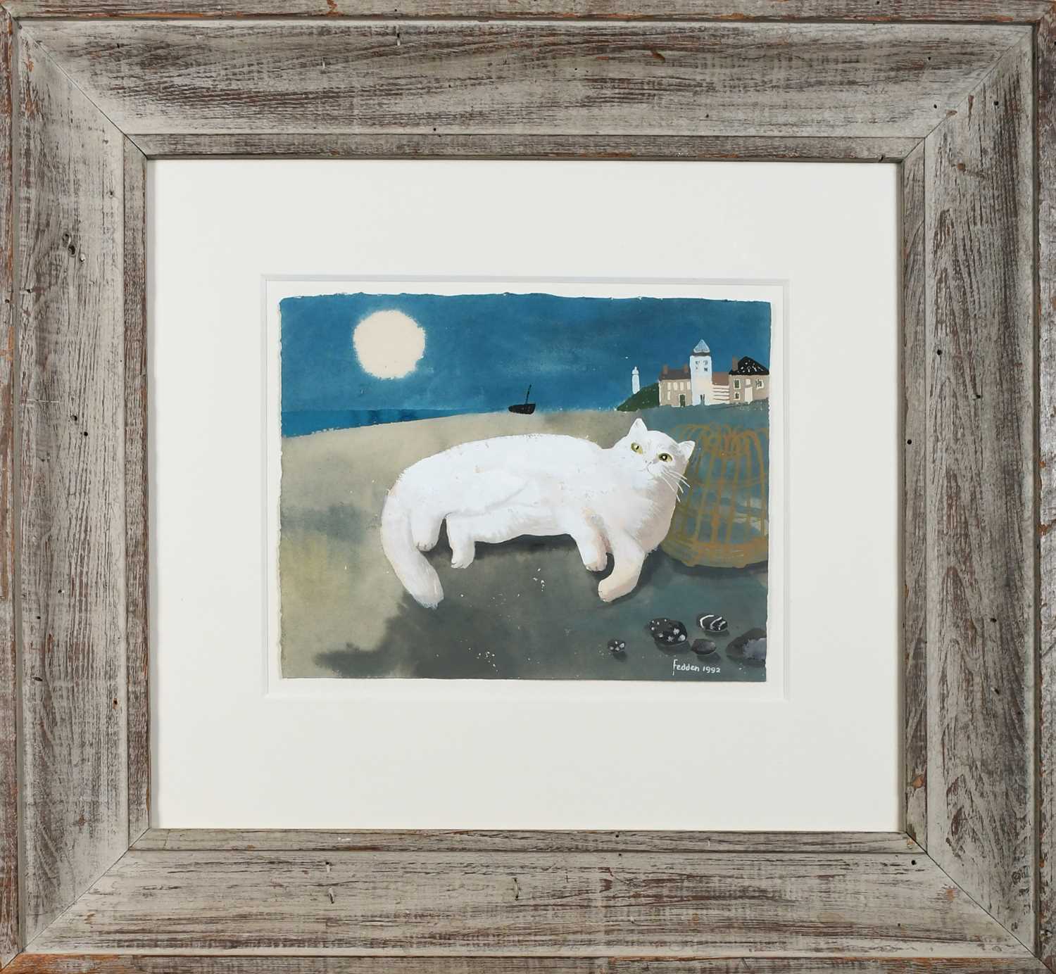 Φ Mary Fedden OBE, RA, RWA (1915-2012)White cat lying on the shoreSigned and dated Fedden 1992 ( - Image 2 of 4