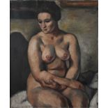 Φ Charles Kvapil (Belgium 1884-1967)Female nude seated in an interiorSigned and dated KVAPIL/1928 (