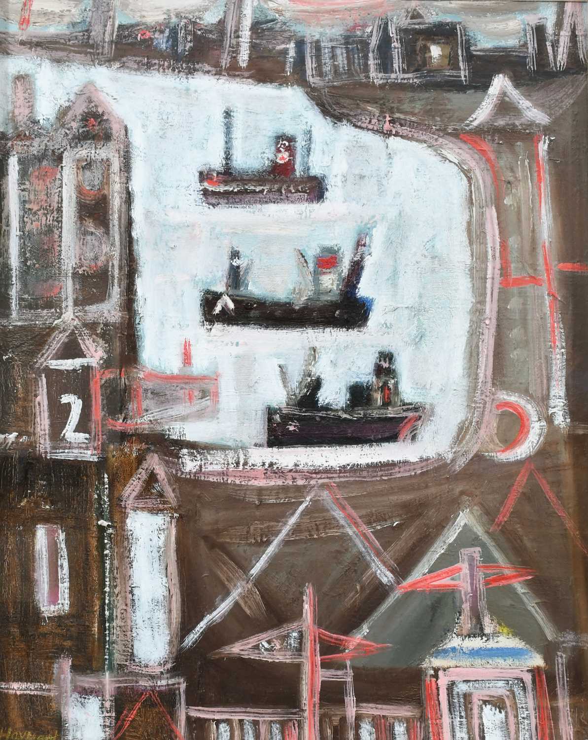 Φ Patrick Hayman (1915-1988)By the Waterfront (Harbour with Ships and Tugs)Signed Hayman (lower