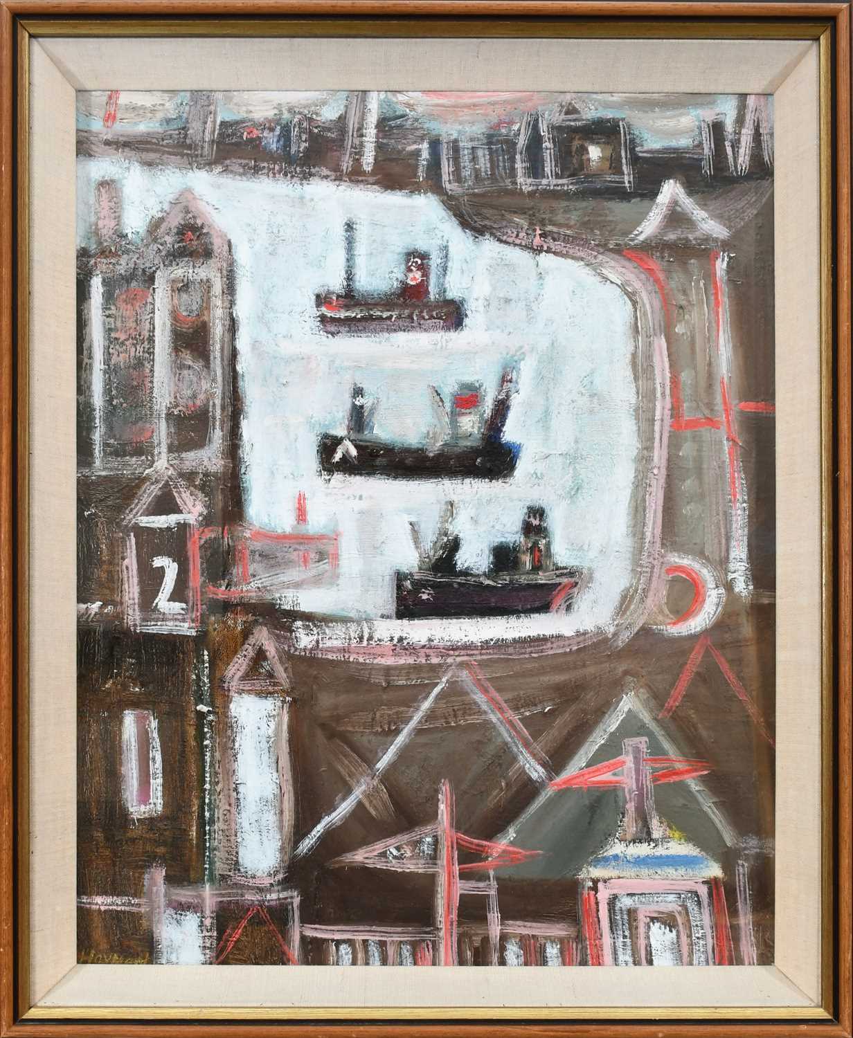Φ Patrick Hayman (1915-1988)By the Waterfront (Harbour with Ships and Tugs)Signed Hayman (lower - Image 2 of 4