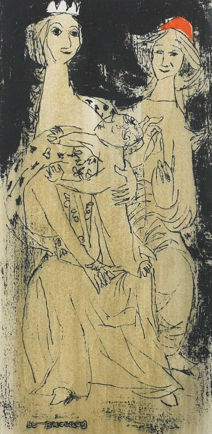 Φ Louis Le Brocquy (Irish 1916-2012) The Holy Family, a Christmas cardLithograph21.7 x 10.