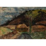 Φ Paul Maze (French 1887-1979)Sussex landscape with haystacksSigned Paul Maze (lower right)