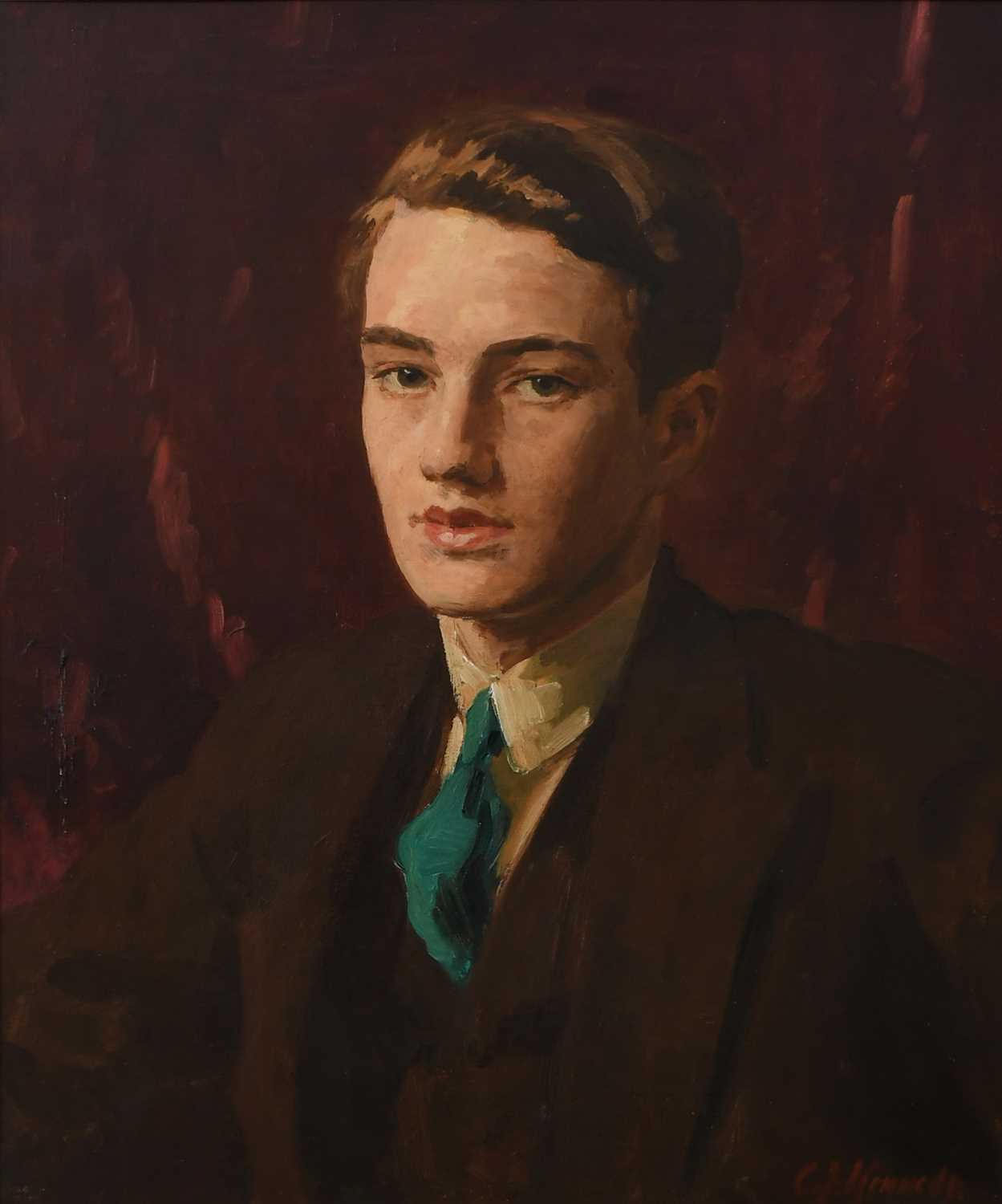 Φ Cedric J. Kennedy (1898-1968)Portrait of John Marshall (1911-1995) wearing a brown suit and