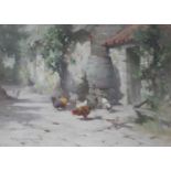 Robert Russell Macnee (Scottish 1880-1952)Chickens in a courtyardSigned and dated R Russell Macnee