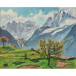 Φ Oscar Nussio (Swiss 1899-1976)Mountain landscapeSigned and dated Nussio/15 V 1944 (lower right)Oil