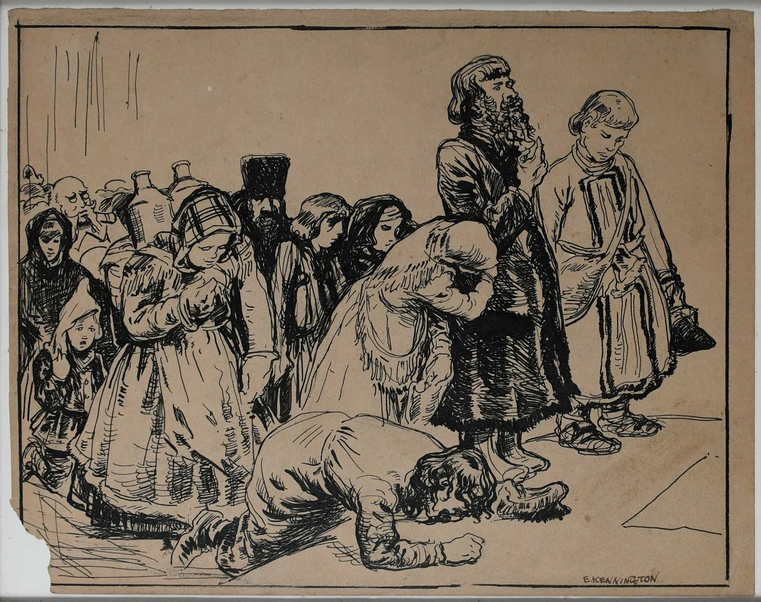 Φ Eric Kennington RA (1888-1960)Study of Russian peasants prayingSigned E.KENNINGTON (lower right)