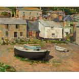 Φ Arthur Hayward (1889-1962)Boats on the shore, MouseholeSigned A HAYWARD (lower right)Oil on