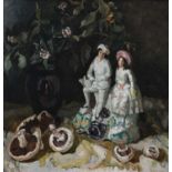 Φ Margaret Kemplay Snowdon (1878-1965)Still life with mushrooms, a vase of flowers and a pottery