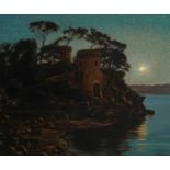 Φ Sir Claude Francis Barry (1883-1970)Moonrise on the RunckeSigned F Barry (lower right) and