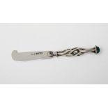 A Guild of Handicraft Ltd silver butter knife designed by Charles Robert Ashbee, the wirework handle