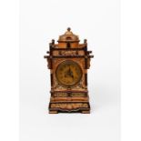 A large Doulton Lambeth stoneware mantel clock by Eliza Simmance, rectangular, architectural form