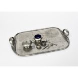 A Liberty & Co Tudric pewter tray designed by Archibald Knox, model no.043, rounded rectangular