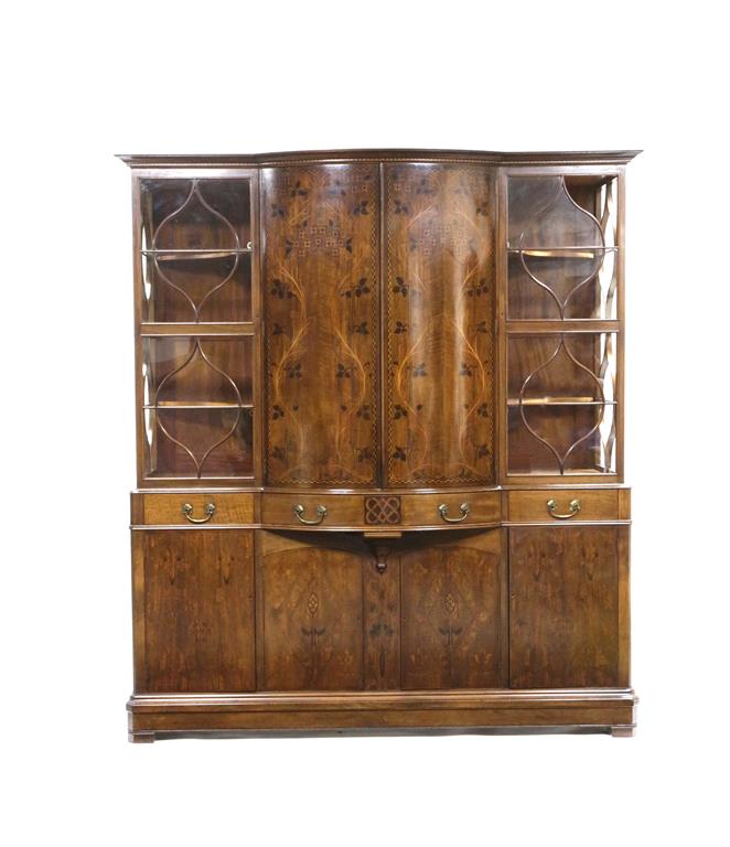 A Morris & Co inlaid Italian walnut cabinet designed by George Jack, model no.554, glazed cabinets