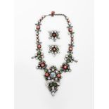 An elaborate paste parure necklace and earrings attributed to Countess Cissy Zoltowska, set with