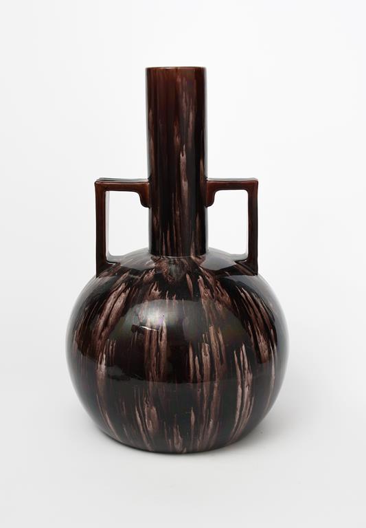 A large Ault Pottery vase designed by Dr Christopher Dresser, model no.247, ovoid with cylindrical