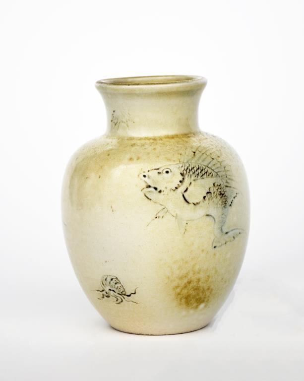 A Martin Brothers stoneware Aquatic vase by Edwin and Walter Martin, dated 1897, shouldered ovoid