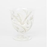 An enamelled glass vase in the manner of Dagobert Peche for the Wiener Werkstatte, footed form,