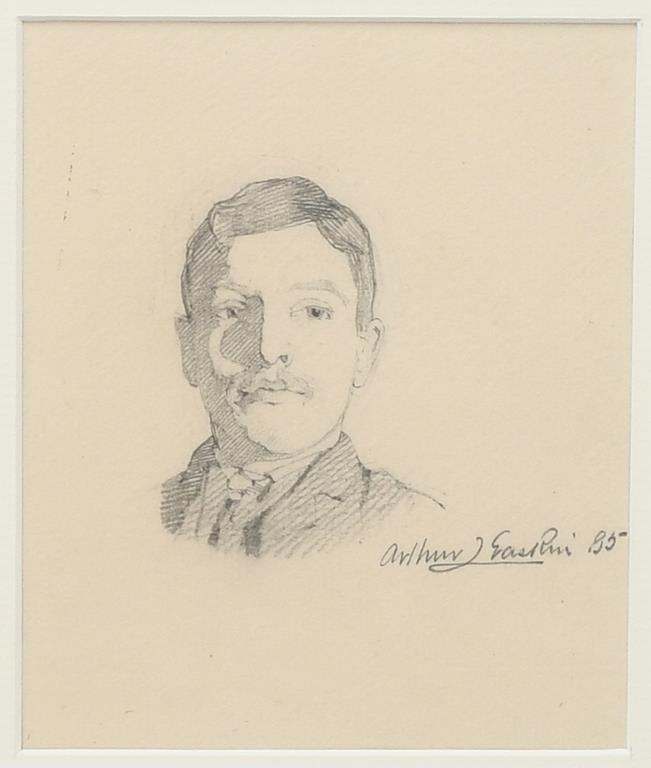 Arthur Joseph Gaskin (1862-1928) Portrait of Frank Richards, 1885 pencil on paper, framed signed and