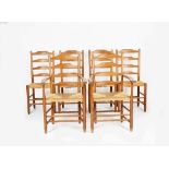 A set of six ash ladderback chairs probably Neville Neal, with four graduated back splats, and