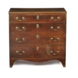 A SMALL LATE GEORGE III OAK CHEST LATE 18TH / EARLY 19TH CENTURY of four long graduated drawers with