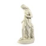 A VICTORIAN COPELAND PARIAN FIGURE OF MUSIDORA AFTER WILLIAM THEED (1804-1891) standing holding a